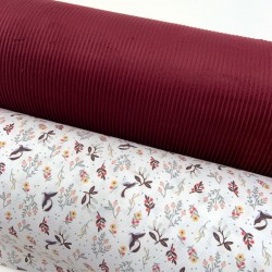 Velluto di cotone a coste larghe , Rosso Granato