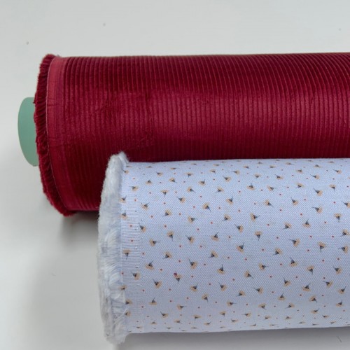 Velluto di cotone a coste larghe , Rosso Granato