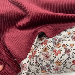 Velluto di cotone a coste larghe , Rosso Granato