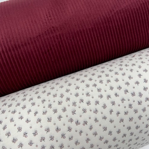 Velluto di cotone a coste larghe , Rosso Granato