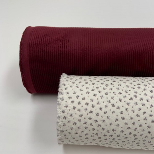 Velluto di cotone a coste larghe , Rosso Granato