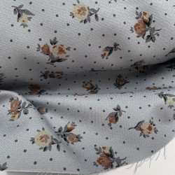 Viscosa-Cotone sostenibile , Tortora con Fiori medio grandi Marrone e Beige