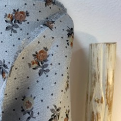 Viscosa-Cotone sostenibile , Tortora con Fiori medio grandi Marrone e Beige