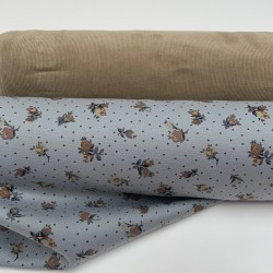 Viscosa-Cotone sostenibile , Tortora con Fiori medio grandi Marrone e Beige