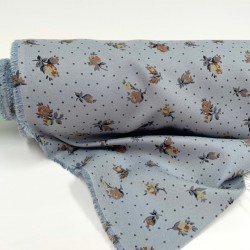 Viscosa-Cotone sostenibile , Tortora con Fiori medio grandi Marrone e Beige