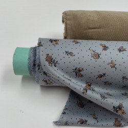 Viscosa-Cotone sostenibile , Tortora con Fiori medio grandi Marrone e Beige
