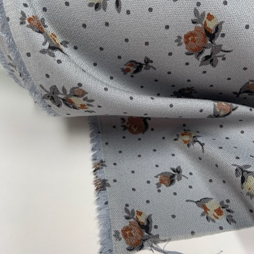 Viscosa-Cotone sostenibile , Tortora con Fiori...