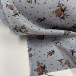 Viscosa-Cotone sostenibile , Tortora con Fiori medio grandi Marrone e Beige