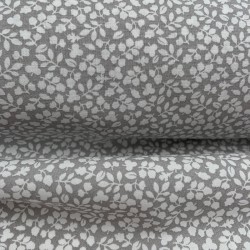 Cotone Viena Biologico, Grigio con fiorellini bianchi