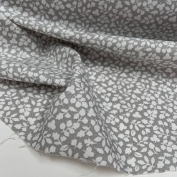 Cotone Viena Biologico, Grigio con fiorellini bianchi