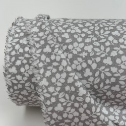 Cotone Viena Biologico, Grigio con fiorellini bianchi