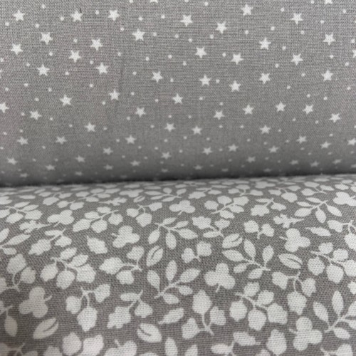Cotone Viena Biologico, Grigio, Stelline Bianche