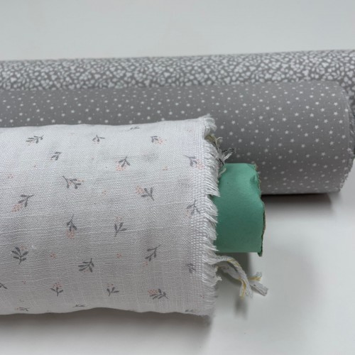 Cotone Viena Biologico, Grigio, Stelline Bianche