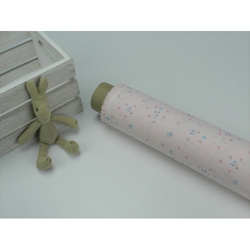 Voile Stampato, Rosa con farfalline