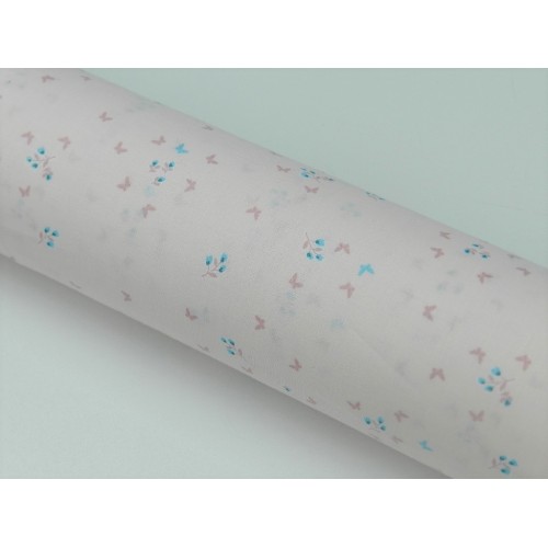 Voile Stampato, Rosa con farfalline