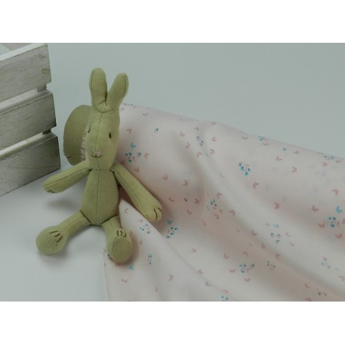 Voile Stampato, Rosa con farfalline