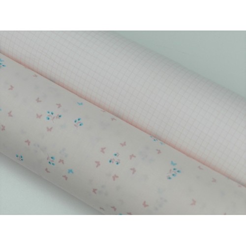 Voile Stampato, Rosa con farfalline