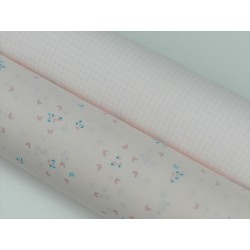 Voile Stampato, Rosa con farfalline