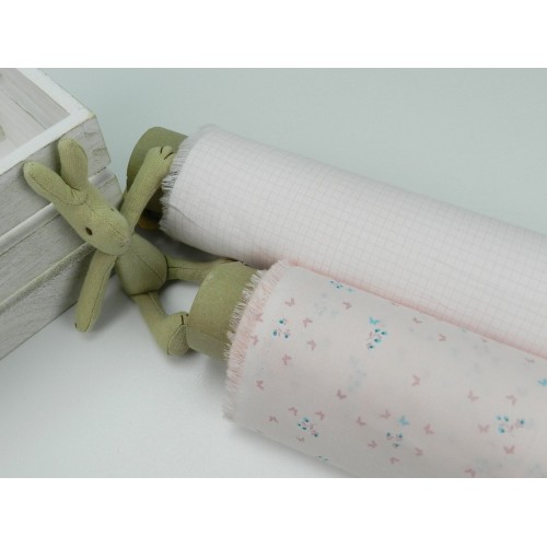 Voile Stampato, Rosa con farfalline