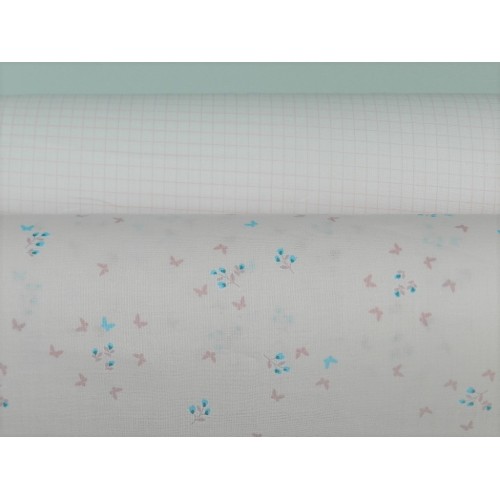 Voile Stampato, Rosa con farfalline