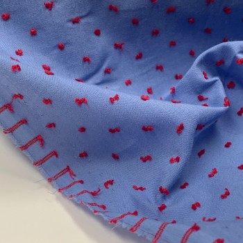 Plumeti Cotton Bicolor con  ricamo in rilevo ,Celeste -... 2