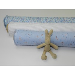 Voile Stampato, Bianco con righa celeste