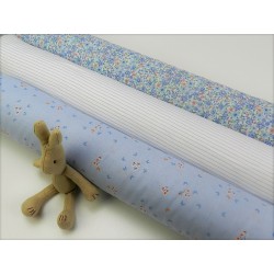Voile Stampato, Bianco con righa celeste