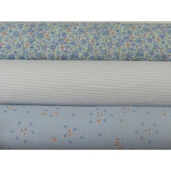 Voile Stampato, Bianco con righa celeste