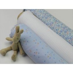 Voile Stampato, Bianco con righa celeste