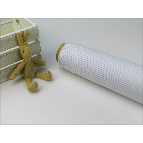 Voile Stampato, Bianco con righa celeste