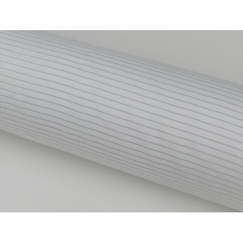 Voile Stampato, Bianco con righa celeste