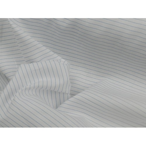 Voile Stampato, Bianco con righa celeste