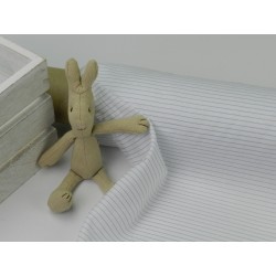 Voile Stampato, Bianco con righa celeste