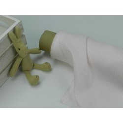 Voile Stampato, Bianco con quadretto rosa