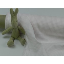 Voile Stampato, Bianco con quadretto rosa