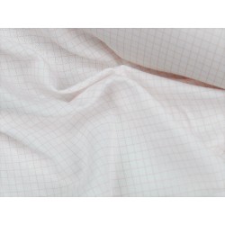 Voile Stampato, Bianco con quadretto rosa