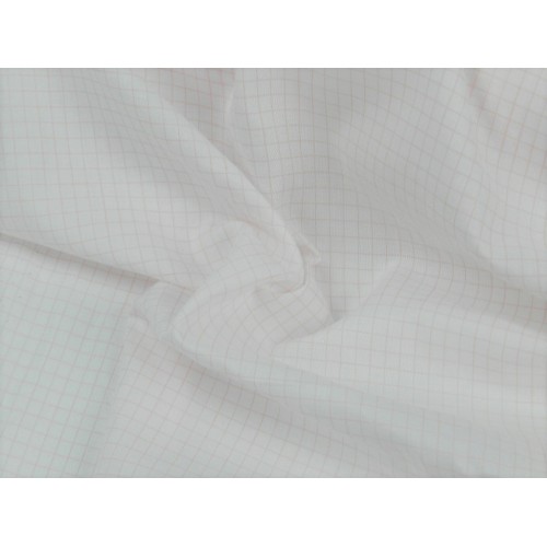 Voile Stampato, Bianco con quadretto rosa