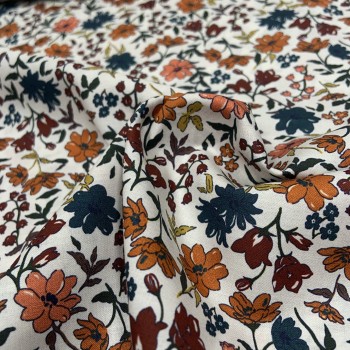 Voile di Cotone, Fiori, Terra - Petrol 2