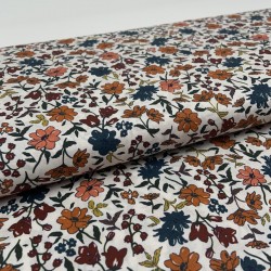Voile di Cotone, Fiori, Terra - Petrol