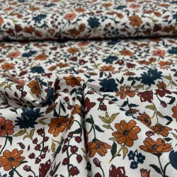 Voile di Cotone, Fiori, Terra - Petrol