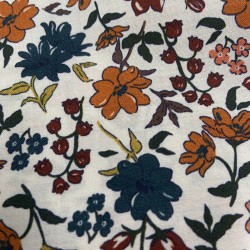 Voile di Cotone, Fiori, Terra - Petrol