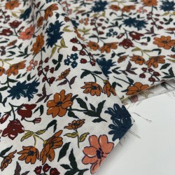 Voile di Cotone, Fiori, Terra - Petrol