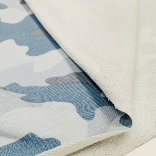 Felpa/ French terry, Blu Polvere, Camouflage