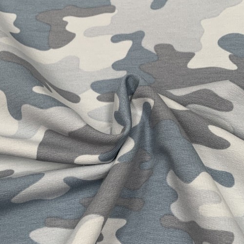 Felpa/ French terry, Blu Polvere, Camouflage