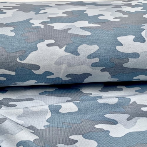 Felpa/ French terry, Blu Polvere, Camouflage