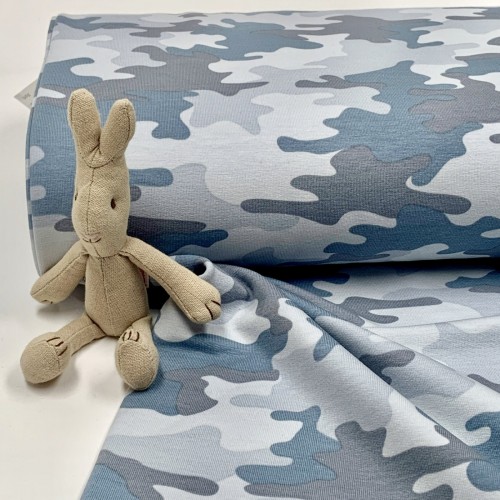Felpa/ French terry, Blu Polvere, Camouflage