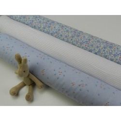 Voile Stampato, Bianco con fiorellini celesti