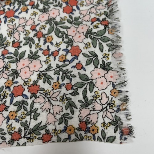 Voile di cotone Bio, Bianco con Fiori rosa,...