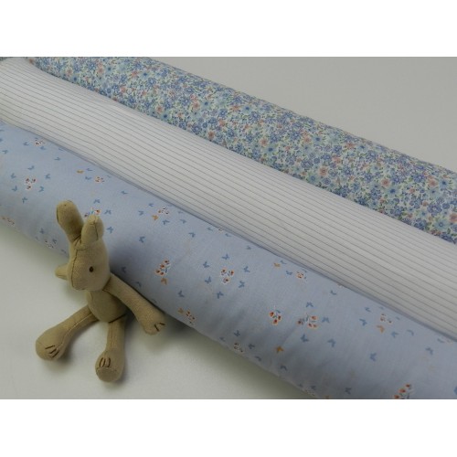 Voile Stampato, Bianco con fiorellini celesti