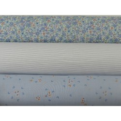 Voile Stampato, Bianco con fiorellini celesti